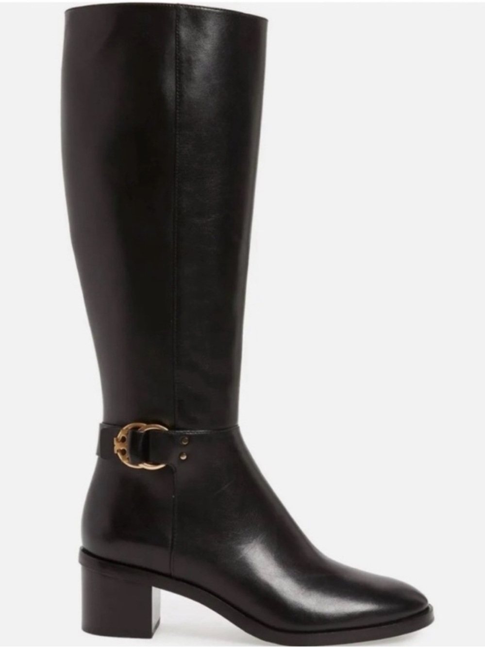 Tory Burch Women's Marsden Riding Boots - Black Heeled Boots With Gold Accents